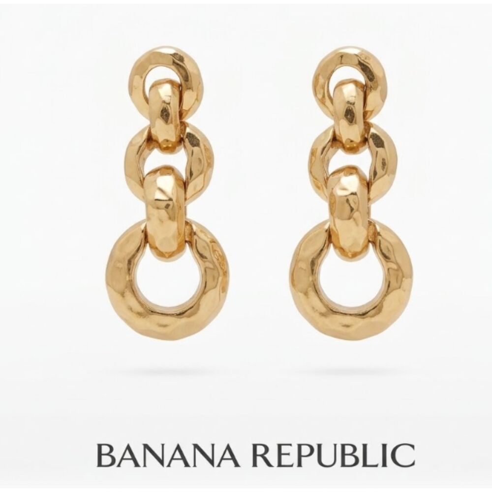 NWT Banana Republic Aureus + Argent hammered Chunky Link Earrings 68 GOLD